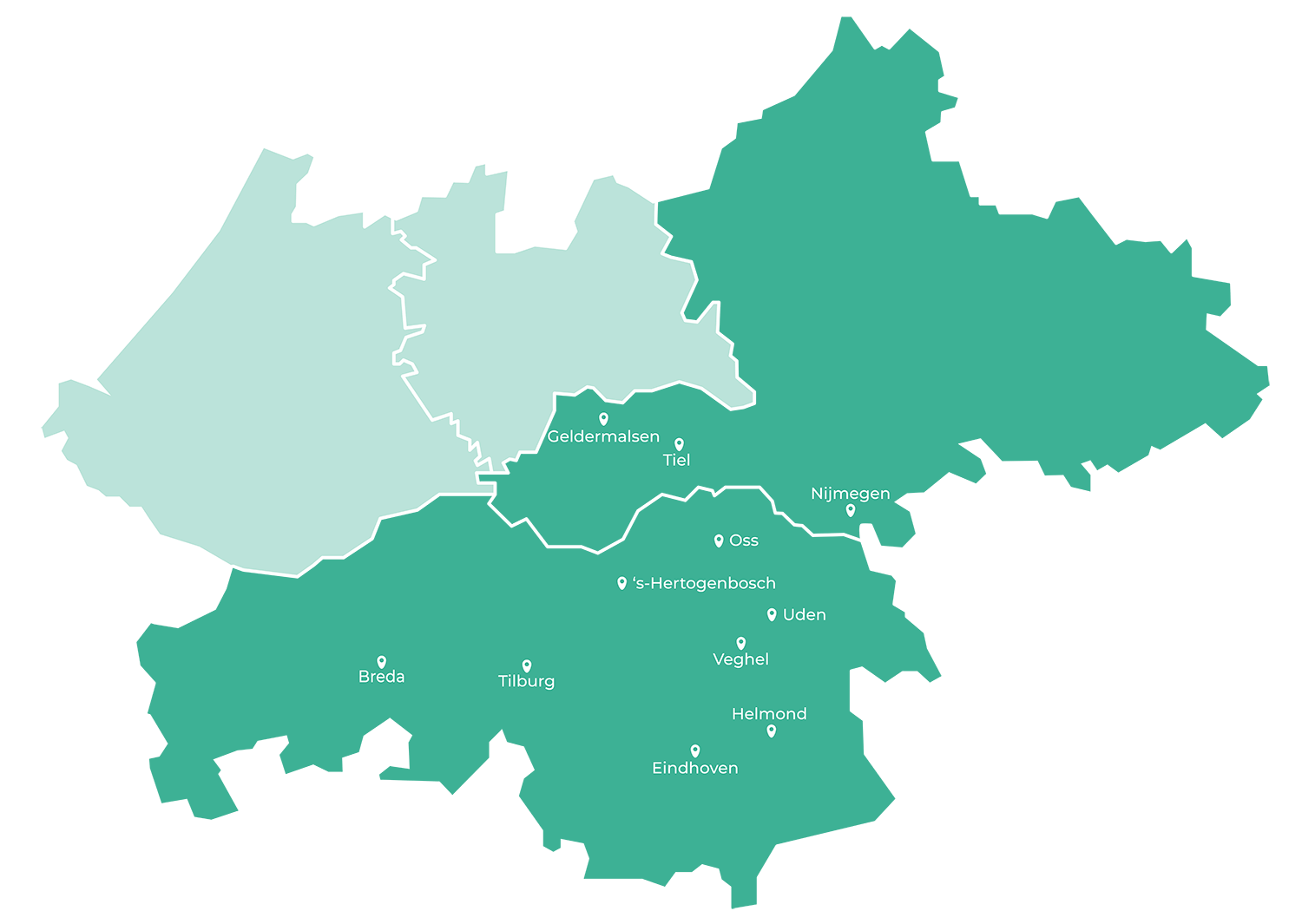 Bij Inzet Zorgpersoneel zijn wij werkzaam op diverse locaties in Noord-Brabant en Gelderland